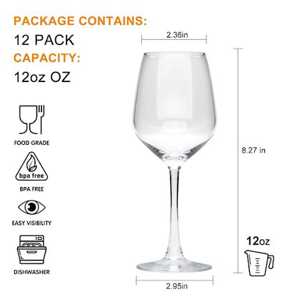 Wine Glasses Set of 12,12oz Red Wine Glasses,for Red or White Wine, High-end Banquet, Party, Bar, Wedding, Gift (12 pcs) | Long Stem Wine Glasses for Party,High-end Banquet,Bar,Wedding,Gift - size: 12oz-12pcs