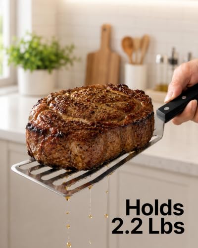 Zulay Kitchen Stainless Steel Fish Turner Spatula - 12.4” Flexible Heat-Resistant Slotted Turner for Non-Stick Cookware - Rust-Proof, Durable & Dishwasher Safe Cooking Utensil for Everyday Use - size: Large
