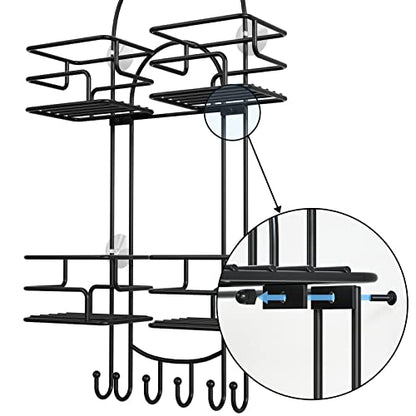 SRIWATANA Shower Caddy Hanging, Shower Organizer with Razor Hooks, Black | Rustproof Shower Rack, No Drilling Shelves Over Shower Head, Anti-Swing Scution Install, Bathroom Holder for Sponge Loofah - color: Black