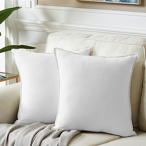 Fancy Homi 2 Packs Pure White Decorative Throw Pillow Covers 18x18 inch, Super Soft Faux Suede Decor Square Pillow Covers, Solid Cushion Cover for Couch Living Room Sofa Bedroom 45x45 cm - color: White, size: 18" x 18" (Pack of 2)