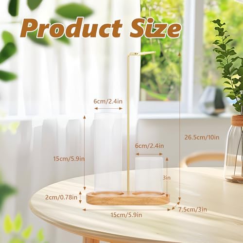 Anti-Ash Vertical Incense Holder-Glass Stick Burner with Wood Base | Mess-Free Ash Catcher for Meditation with Removable Glass Ash Catcher & Wood Base for Spa,Meditation,Yoga,Zen Home Decor