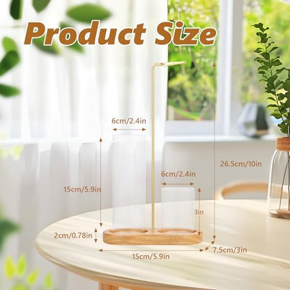 Anti-Ash Vertical Incense Holder-Glass Stick Burner with Wood Base | Mess-Free Ash Catcher for Meditation with Removable Glass Ash Catcher & Wood Base for Spa,Meditation,Yoga,Zen Home Decor
