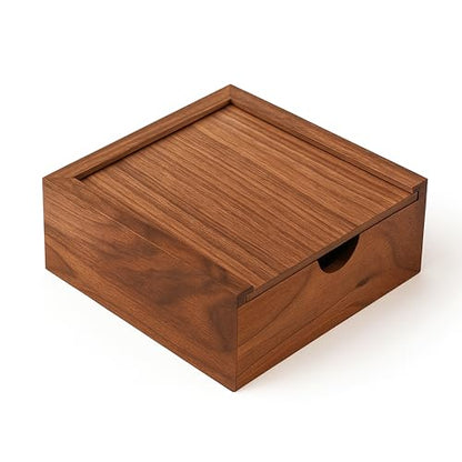 3.7" x 3.7" x 1.6" Inch Walnut Jewelry Box for Rings, Earrings, Keepsakes | Wedding Gift, Elegant Present | Handcrafted Wood Box - color: Walnut Box-XHH-9.5*9.5CM
