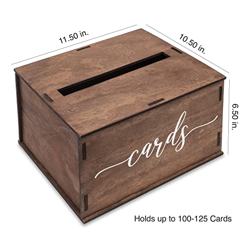 Wooden Wedding Card Box with Slot and Lid | Graduation Card Box for Party 2026 | Grad Gift Money Envelope Holder for Reception, Bridal Shower, Birthday, Retirement | Rustic Keepsake Decorations - size: Card Box (Natural)