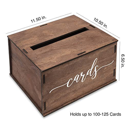 Wooden Wedding Card Box with Slot and Lid | Graduation Card Box for Party 2026 | Grad Gift Money Envelope Holder for Reception, Bridal Shower, Birthday, Retirement | Rustic Keepsake Decorations - size: Card Box (Natural)