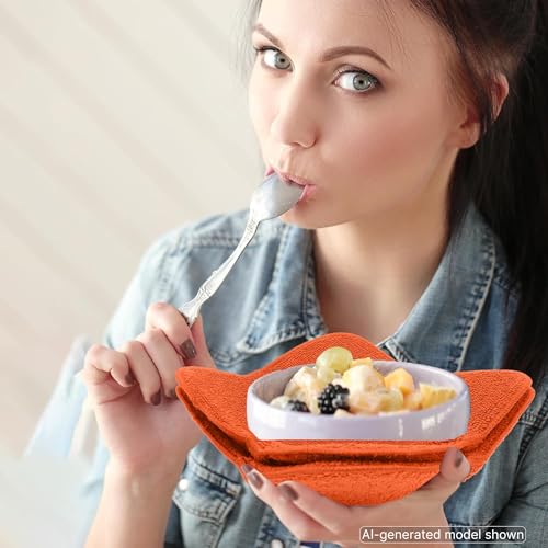 Set 2X Orange 7" sq. x 4" H Microwave Polyester Bowl Cloth Hot Pads Pot - Good Kitchen Accessories Bowl Holder to Protect Hands from Hot Dishes and Heating Soup - Microwave Bowls That Don't Get Hot - color: Color 9