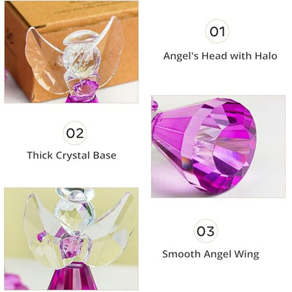 3'' Purple Crystal Guardian Angel Figurine Art Glass Angel Gifts For Women | Statue Collectibles,Christmas Thanksgiving Home Room Decor - style: Purple Angel