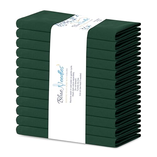 Blue Needles Solid Cloth Napkins Set of 12 Forest Green 100% Cotton Dinner Napkins 18x18 inches - Soft, Reusable, Absorbent & Washable Linen, Ideal for Spring Summer Easter Parties & Everyday Use - color: Forest Green, size: 18" x 18" (Set of 12)