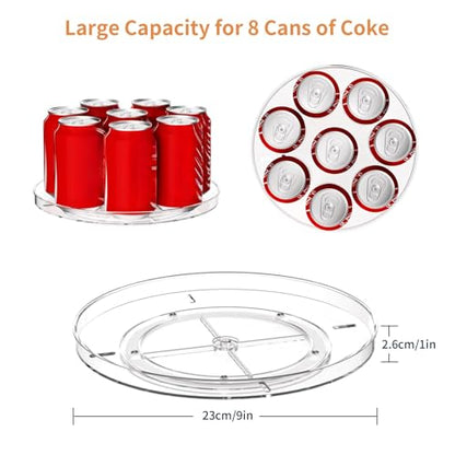 2 Pack Lazy Susan Organizer Turntable, Clear 9 Inch Rotating Organizer Tray for Cabinet Table Top, Round Non-Skid Refrigerator Lazy Susan, Kitchen Storage for Pantry Countertop Bathroom, Spice Rack - size: 9inch - 2 Pack