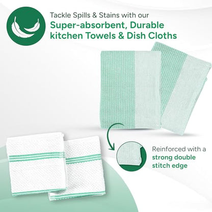 Casa Platino Potholders & Oven Mitts Heat Resistant, 8-Piece Mini Oven Mitt with Silicone Grip, Potholder for Kitchens, 2 Kitchen Towels & 2 Dish Cloths – Durable & Non-Slip – Sage - color: 01: Oven Mitts - Sage, size: Oven Mitt Set - 8 Pack