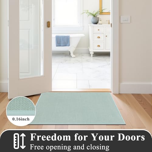 SHACOS Bath Mat Set of 2 Ultra Thin Bathroom Rugs, Light Green | 17"x24"+17"x47" Non-Slip Rubber Bath Rugs Toilet Washable Quick Dry Absorbent - color: Light Green, size: 17"x24"+17"x47"