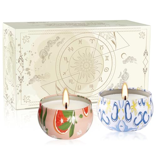 2 Pack Home Scented Candle, Grapefruit and Pine Scented Candles Ladies Gift Set, Soy Wax, Long Burning and Tin Candles, Birthday, Mother's Day, Anniversary. - color: 2Pack-Grapefruit and Pine