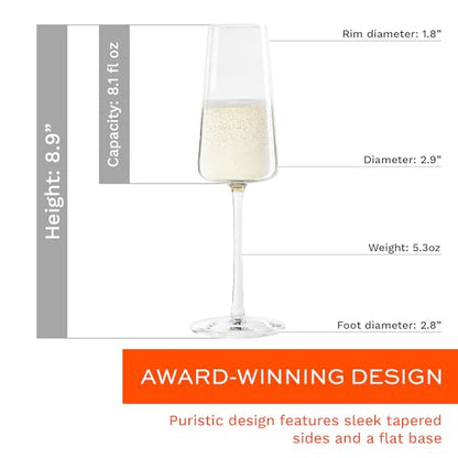 Stölzle Lausitz Champagne Glasses Power 4-Piece Set 8 oz – Elegant Flutes Ideal for Prosecco & Sparkling Wine – Crystal Champagne Glasses – Dishwasher- & Shockproof - size: 4 Pieces (1 Pack)