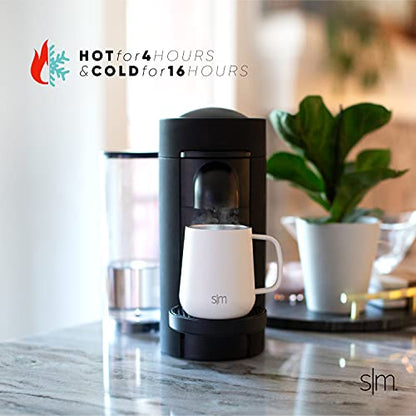 Simple Modern Travel Coffee Mug with Lid and Handle | Reusable Insulated Stainless Steel Coffee Tumbler Tea Cup | Gifts for Women Men Him Her | Voyager Collection | 12oz | Winter White - color: -Winter White
