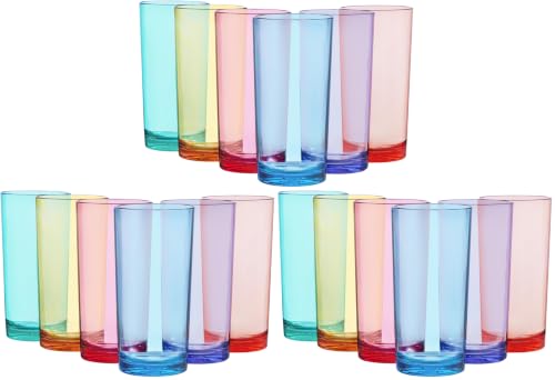 US Acrylic Classic Plastic Reusable Drinking Glasses (Set of 6) 24oz Iced Tea Cups Assorted Colors | BPA-Free Tumblers, Made in USA | Top-Rack Dishwasher Safe (Pack of 3) - color: Assorted, size: Iced-Tea Tumblers (Pack of 3)