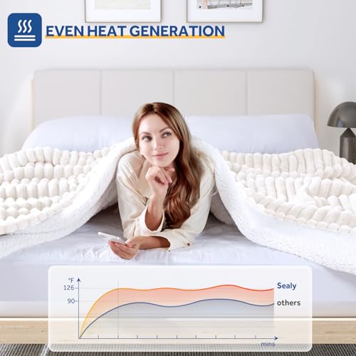 Sealy Electric Blanket Full 72×84, Faux Fur to Sherpa, Beige | Heated Blanket with 10 Heating Levels, 1-12 Hours Auto Off, Overheat Protection, Machine Washable, ETC Certified - color: Beige, size: Full Size 72" x 84"