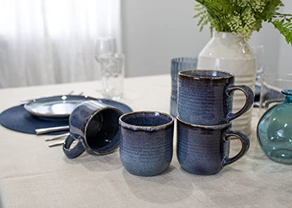 Elanze Designs Glossy Reactive Glaze Large 17 Fluid Ounce Everyday Kitchen Food Grade Ceramic Stoneware Coffee Mug Cup with Comfort Curved Handles, Set of 4, Purple Ombre Blue - color: Purple Ombre Blue