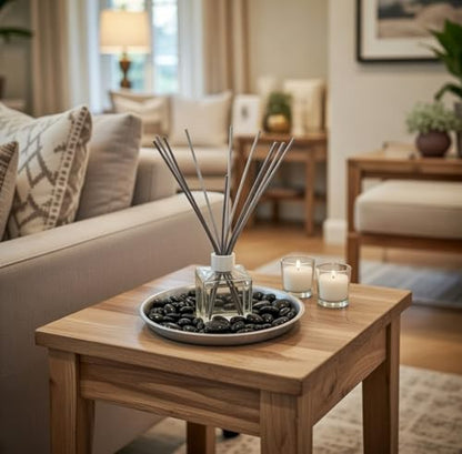 Hosley Aromatherapy Linen Diffuser Gift Set – 230ml Refill Oil, Glass Bottle, Reed Sticks, Metal Plate, Glass Filler & 2 Filled Candles,All-in-One Home Fragrance Set. - color: Style9