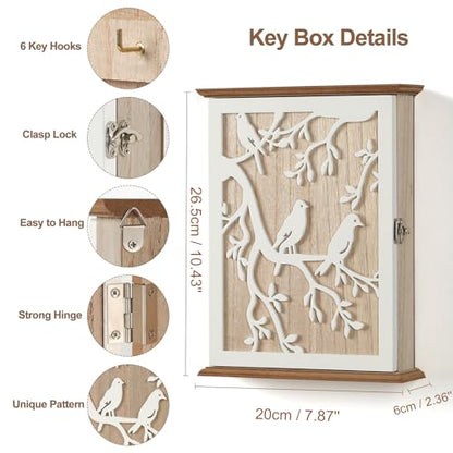 Wood Wall Mounted Key Holder 6 Key Hooks Key Organizer for Entryway | Wood wall mounted organizer rack with 6 key hooks decorative key hanger holder home decor office entryway hallway