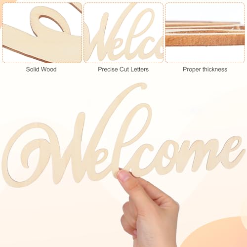 iplusmile 20Pcs Wooden Welcome Sign Wall Decor, Wood Cutout Hanging Art Sign Rustic for Front Door Gallery Home Apartment Kitchen Party Garden Farmhouse Porch, 11.2x4.5 Inch