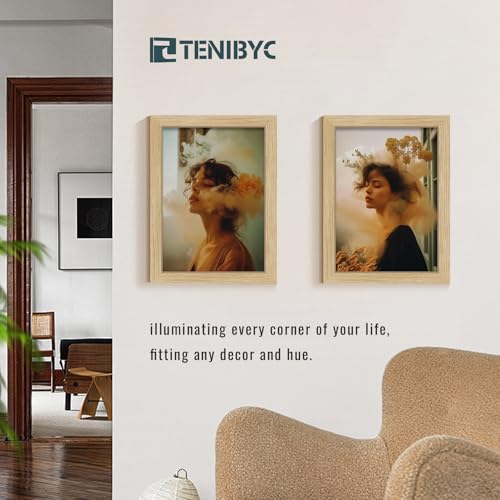 9x12 Frame Set of 3 - Natural Oak, 9 x 12 Wood Picture Frame, HD Tempered Glass, Table or Wall Display - color: Oak, size: 9 X 12, style: 3 Pack