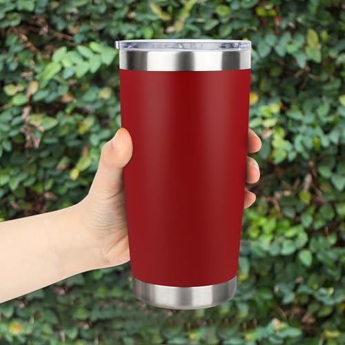 20oz Stainless Steel Tumbler Bulk with Lid, Travel Mug - Double Wall Vacuum Powder Coated Cup - Red, 6 Pack - color: Red, size: 6 Pack