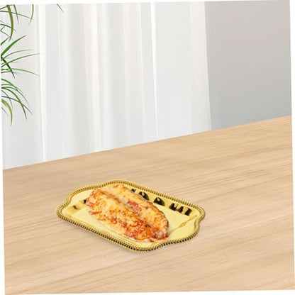 Antique Floral Engraved Serving Tray Rectangular Metal Platter for Beverages and Desserts Elegant Buffet and Wedding Decor Reflective Finish for Stunning Presentation