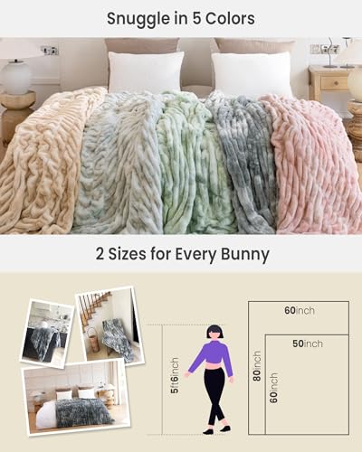 Ultra Soft Cozy Faux Fur Throw Blanket, Fuzzy Plush Thick Bubble Blanket, Luxury Fluffy Blanket for Couch, Sofa, Bedroom, and Living Room, 60x80 Inches,Tie-Dye Gray - color: Z-tie-dye Gray, size: Twin