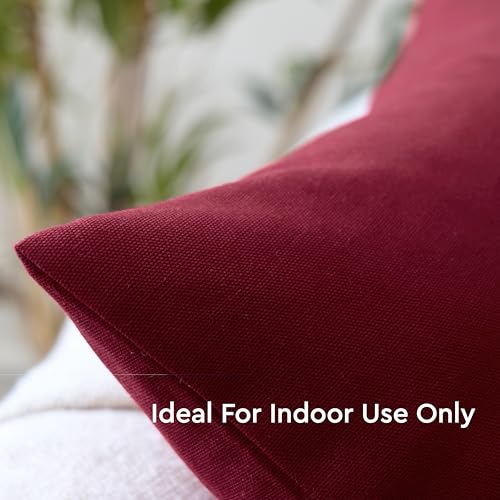 Encasa XO Throw Pillow Covers, Cotton, No Inserts 16"x16" Rich Maroon | Durable Cotton Canvas | Concealed Invisible Zipper | Ideal for DIY & Embroidery | Living Room & Couch | Set of 2 - color: Rich Maroon, size: 16" x 16" (Pack of 2)