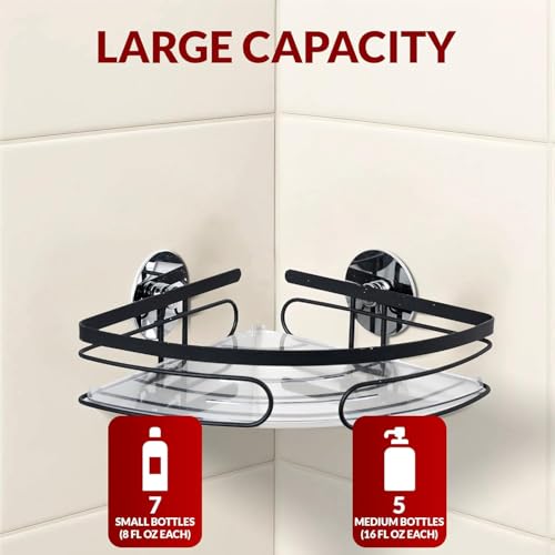 2-Pack Adhesive Shower Caddy, No-Drill Corner Shower Shelves for Bathroom | Wall-Mounted Storage Organizer for Shampoo, Soap & Toiletries - style: TRIANGLE