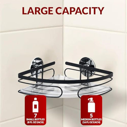 2-Pack Adhesive Shower Caddy, No-Drill Corner Shower Shelves for Bathroom | Wall-Mounted Storage Organizer for Shampoo, Soap & Toiletries - style: TRIANGLE