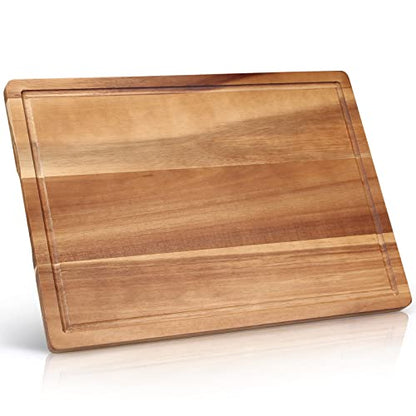 Decorative Acacia Wood Cutting Boards for Kitchen Meat Large Charcuterie Boards Best Hardwood Solid Chopping Board Butcher Block Bread Serving Cheese Board Big Maple Carving Cutting Board Non Toxic - size: 16"L x 11"W