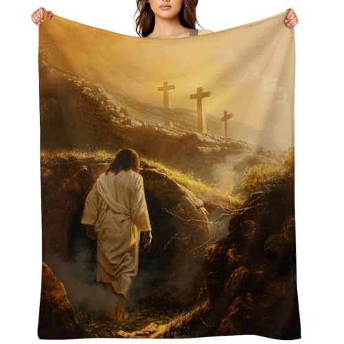 Jesus Leaving The Tomb 01 Flannel Blankets Fleece Soft Throw Lightweight Plush Gifts for Couch, Bed, Cozy Sofa Plush, Chair, Lovers 30x40in（75x100cm） - color: Style-10, size: 30x40in（75x100cm）