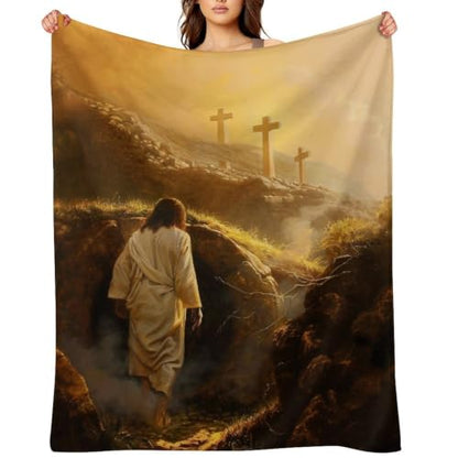 Jesus Leaving The Tomb 01 Flannel Blankets Fleece Soft Throw Lightweight Plush Gifts for Couch, Bed, Cozy Sofa Plush, Chair, Lovers 30x40in（75x100cm） - color: Style-10, size: 30x40in（75x100cm）