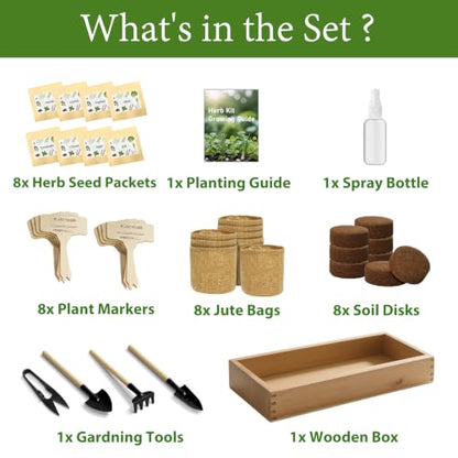 LUOJIBIE Herb Garden Kit Indoor, Herb Growing Kit with Seeds & Tools, Birthday Gifts for Women Men Mom Dad Girls Boys, House Warming Gifts New Home, Anniversary Wedding Gifts, Kitchen Décor