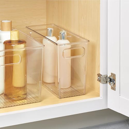 iDesign Slim Clear Plastic Bathroom Storage Bin, Tall Narrow | Organizer for Lotions, Creams, Toiletries - style: Pack of 1