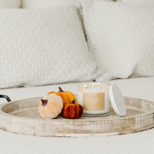 Calyan Wax Co. Golden Cider & Nutmeg 3 Wick Scented Candle - 43 Hour Burn | Made in the USA Luxury Clean Soy Wax Candles - Long Lasting Large Glass Jar Candle for Home - 3 Wicks - 14.9oz - color: Golden Cider + Nutmeg