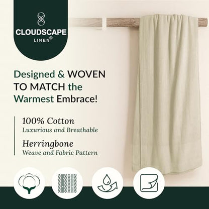 CSL Cotton Herringbone Throw Blanket, Cooling Summer Blankets, 50"x70", Fog - color: 06. Fog, size: Throw (50" x 70")
