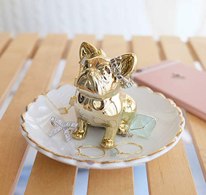 PUDDING CABIN Bulldog Ring Holder Dish, Gifts for Mom Valentines, Birthday Gift for Women Friend Girls Aunt Mothers Day Bridesmaid Wedding Engagement Xmas Gifts, Dog Mom Gifts for Women - style: Bulldog