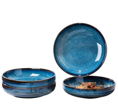 Set of 4-Serving bowls- Stackable Serving Bowls Sets for Pasta, 8.5 IN | Perfect for Housewarming, -Royal Blue (Royal Blue, 8.5 IN)