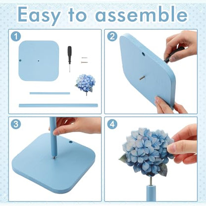 Leinuosen Blue Hydrangea Coquettish Cute Hydrangea Wooden Paper Towel Holder Blue Bathroom Countertop Accessories Kitchen Roll Stand Organizer Standing Apartment Decor Housewarming Gift - style: Blue Hydrangea