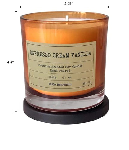 100% Natural Soy Wax Candle by CoCo Benjamin - Highly Scented & Hand-Poured Luxury Candle (Espresso Cream Vanilla)- Clean Burning Cotton Wick - style: Espresso Cream Vanilla (Cotton Wick)