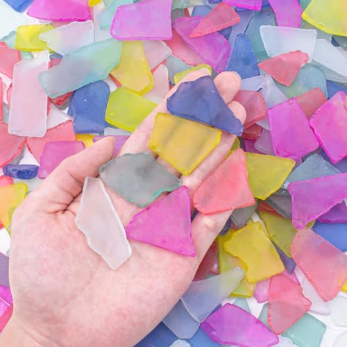 Keedolla Flat Beach Sea Glass Mixed Colors for Crafts Bulk 15 Oz, Tumbled Seaglass Pieces Decor Flat Frosted for Vase Filler|Beach Weddings|Home Decor - Multicolor - color: Multicolor - a, size: 15 OZ / 0.93 LB