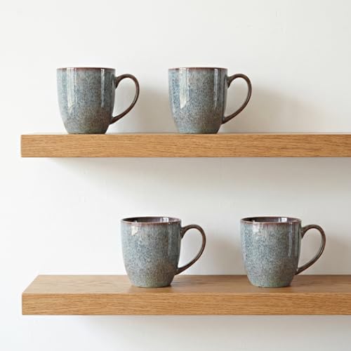 Bosmarlin Ceramic Coffee Mug Set of 4, 17 Oz, Coffee Cups, Microwave Safe, Unique Reactive Glaze (Dark Violet) - color: Dark Violet