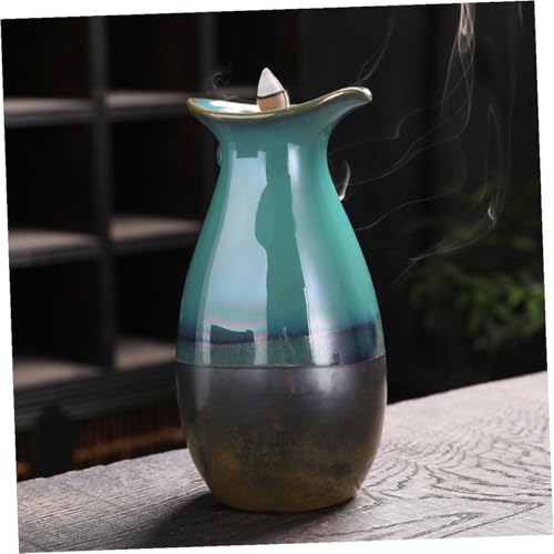 Happyyami Backflow Incense Burner Ceramic Censer Holder Decorative Home Aromatherapy Incense Holder for Meditation and Living Room Desktop Ornament