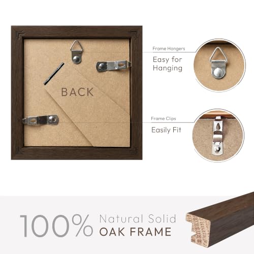 4x4 Picture Frame, Solid Oak Wood 4x4 Photo Frames | 4x4 Natural Oak Frame, Wall and Tabletop Display, Walnut color, Set of 2 - color: Walnut, size: 4x4 in - 1P