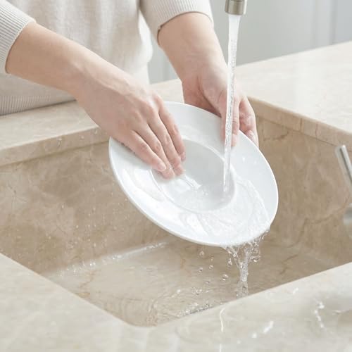 Ceramics Rimmed Soup Bowls 8.5 oz, White 10.4 inch Exquisite small soup plate Set of 4, Pasta plates With Rim is the best choice for hotels, kitchens, fine restaurants and gourmets - color: White, size: 10.4 Inch-8.5 oz