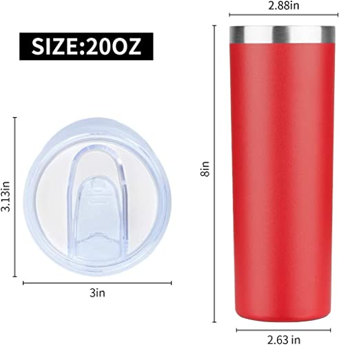 HASLE OUTFITTERS 20 oz Skinny Tumblers Bulk Set, Stainless Steel Insulated Slim Tumblers with Lids, Reusable Double Wall Travel Coffee Mugs, Durable Powder Coated Travel Water Cups(Red, 12) - color: Red, size: 20 oz (12 Count)