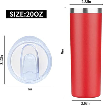HASLE OUTFITTERS 20 oz Skinny Tumblers Bulk Set, Stainless Steel Insulated Slim Tumblers with Lids, Reusable Double Wall Travel Coffee Mugs, Durable Powder Coated Travel Water Cups(Red, 12) - color: Red, size: 20 oz (12 Count)