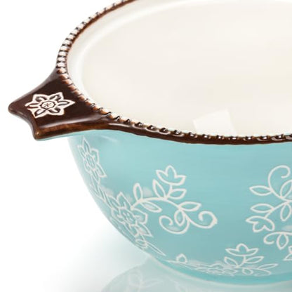 AVLA 4 Pack Ceramic Soup Bowls with Lid and Double Handles, 22 OZ French Onion Soup Crock, Small Casserole Dish for Oven, Mini Cocotte Set Baking Ramekins for Stews, Cereal, Oatmeal or Pasta